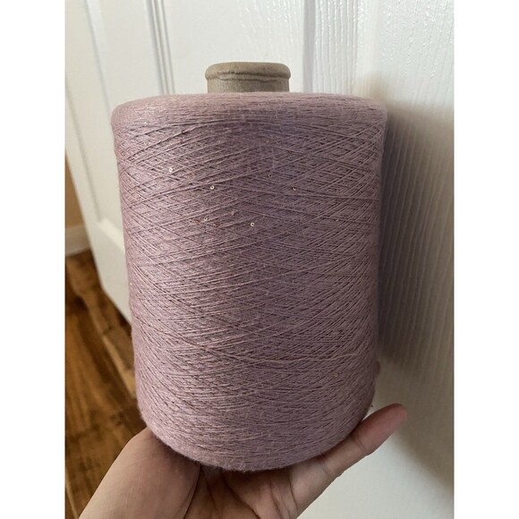 Very Fine Cone Yarn 100% Cotton Pink Silver Sequins 790g #416 - Picture 1 of 4